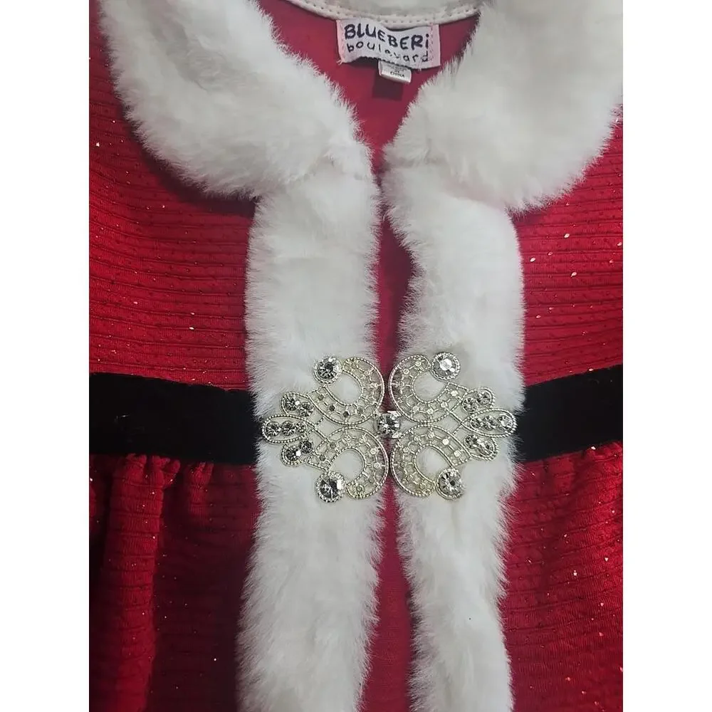 Blueberi Boulevard 3-6 MChristmas Santa Mrs. Claus JacketFaux Fur‎ Sparkle